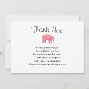 Mooie Roze Olifant Baby Shower Bedankkaart Kaart