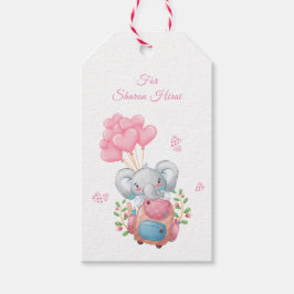 Mooie Roze Olifant Cadeaubijslage Cadeaulabel