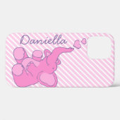 Mooie roze olifant grafische candy streep Case-Mate iPhone case (Achterkant (horizontaal))