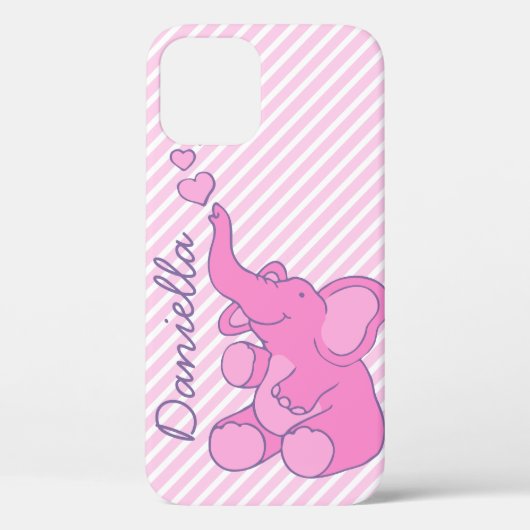 Mooie roze olifant grafische candy streep Case-Mate iPhone case (Achterkant)