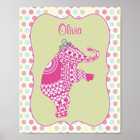 Mooie Roze Olifant Prinses  Persoonlijke Poster (Voorkant)