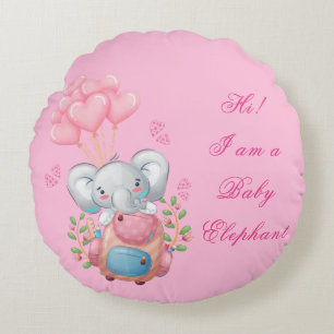 Mooie Roze Olifant Ronde Kussen