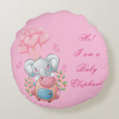 Mooie Roze Olifant Ronde Kussen (Achterkant)