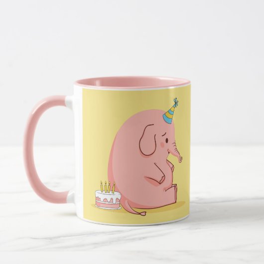 Mooie Roze Olifant Verjaardagsmok – Op Maat Gemaak Mok (Links)