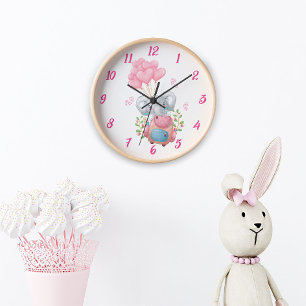 Mooie Roze Olifant Wandklok   Babykamer Decoratie