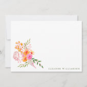 Mooie Roze Oranje Bloemige Waterverf Bruiloft Bedankkaart (Voorkant)