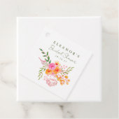 Mooie Roze Oranje Bloemige Waterverf Bruiloftsdouc Bedankjes Labels (In situ)