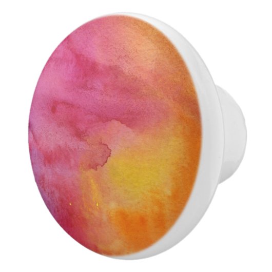 Mooie Roze Oranje Geel Waterverf Stropdas-Dye Keramische Knop (Rechts)