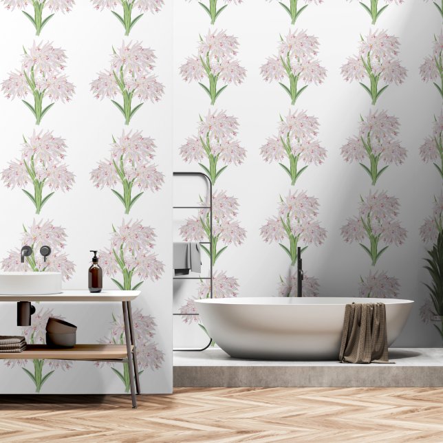 Mooie Roze Orchidee Bloem Getextureerde Bloem  Behang (Badkamer)