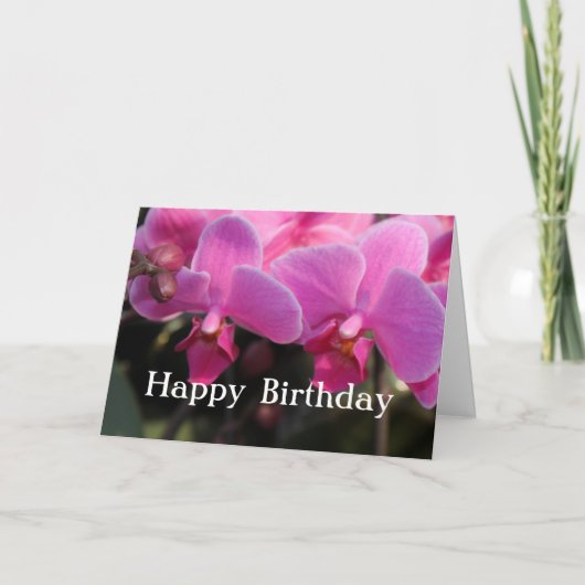 Mooie roze orchidee bloemen. Birthday wil Kaart (Voorkant)