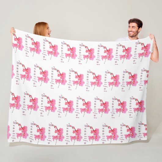 mooie roze orchidee bloemen fotokunst fleece deken (In situ)
