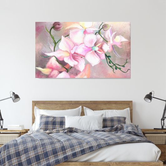 Mooie roze orchidee bloemen - Oorspronkelijk schil Canvas Afdruk (Insitu (Slaapkamer))