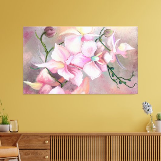Mooie roze orchidee bloemen - Oorspronkelijk schil Canvas Afdruk (Insitu (Woonkamer))