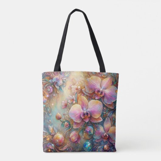 Mooie roze orchidee fantasy tuin tote bag (Achterkant)