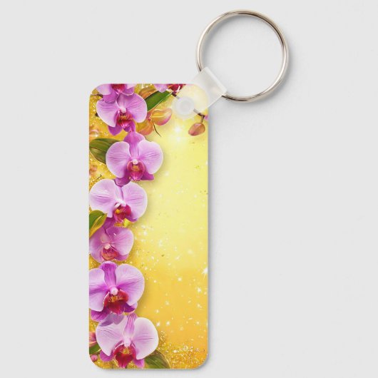 Mooie roze orchideeën sleutelhanger (Achterkant)