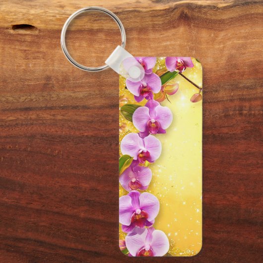 Mooie roze orchideeën sleutelhanger (Voorkant)
