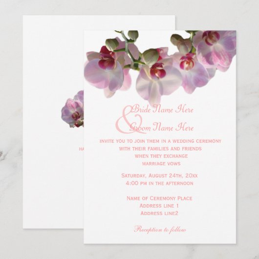 Mooie roze orchideeën voor een bruiloft kaart (Voorkant / Achterkant)