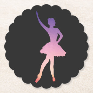Mooie roze paarse ballerina voor ballet meisje kartonnen onderzetters