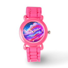 Mooie Roze & Paarse Bewolkte Eclipse Mini eWatch Horloge