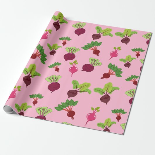 Mooie roze & Paarse biet patroon Cadeaupapier (Uitgerold)