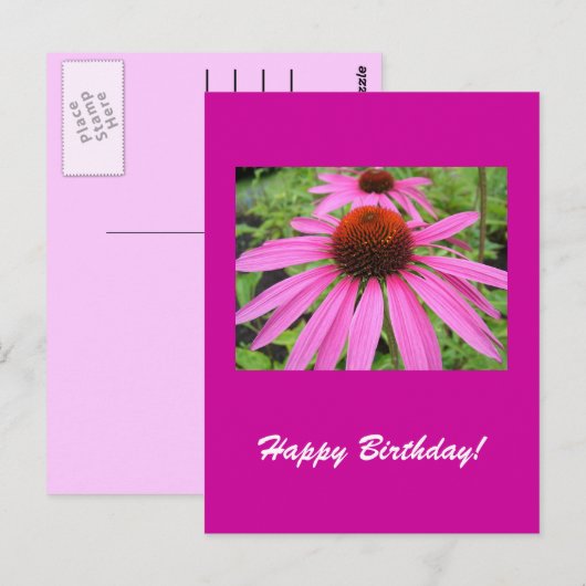 mooie roze paarse bloemen briefkaart (Voorkant / Achterkant)