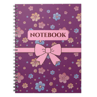Mooie Roze & Paarse Bloemige Esthetische Notitiebo Notitieboek