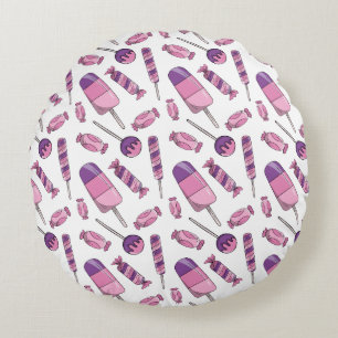 Mooie Roze & Paarse Candy Popsicle Snoepjes Rond Kussen