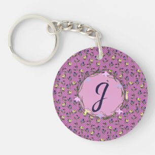 Mooie Roze Paarse en Gele Viooltjes Sleutelhanger
