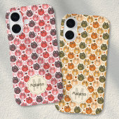 Mooie Roze Paarse Kat Stippen Naam Monogram Case-Mate iPhone Case