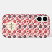 Mooie Roze Paarse Kat Stippen Naam Monogram Case-Mate iPhone Case (Achterkant (horizontaal))