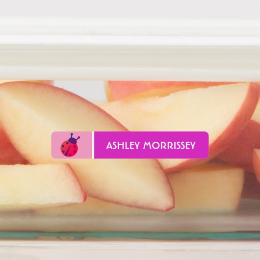 Mooie Roze Paarse Lieveheersbeestje Kinderen Naams Labels (Aangebracht)