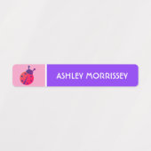 Mooie Roze Paarse Lieveheersbeestje Kinderen Naams Labels (Design 2)