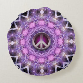 Mooie Roze Paarse Mandala Vredes Cirkel Rond Kussen
