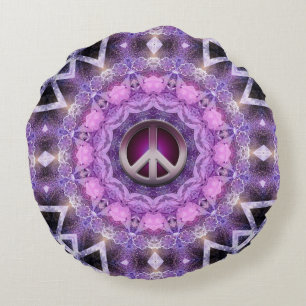 Mooie Roze Paarse Mandala Vredes Cirkel Rond Kussen