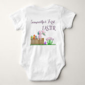 Mooie Roze Paarse Pasen Konijn Baby Eerste Pasen Romper (Achterkant)