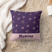 Mooie Roze Paarse Satijnen Vlinder Patroon Dieren Kussen (Deken)