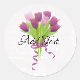 Mooie Roze & Paarse Tulpen Voeg Tekst Toe Ronde Sticker