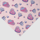 Mooie roze paarse Valentijnsdag Doodle-patroon Tissuepapier (Detail)