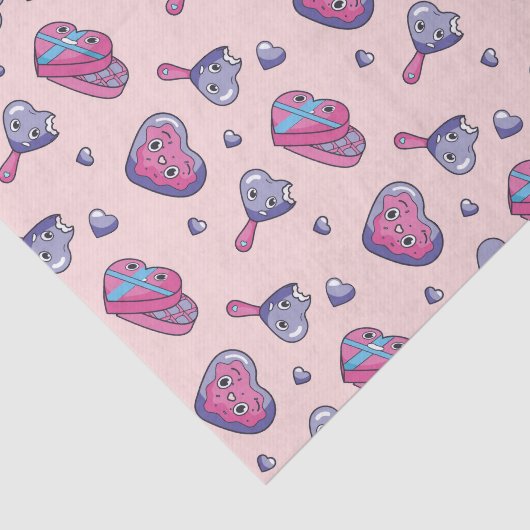 Mooie roze paarse Valentijnsdag Doodle-patroon Tissuepapier (Detail)