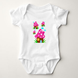 Mooie Roze Paddenstoelenhuis en Wolken Babydeken Romper