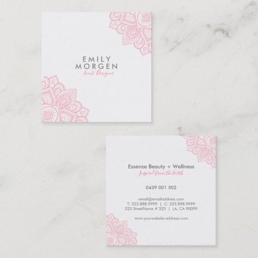Mooie roze Paisley Mandala Vierkante Visitekaartje (Voorkant / Achterkant)