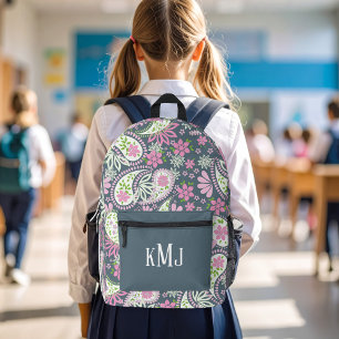 Mooie Roze Paisley Monogram Gepersonaliseerd Bedrukte Rugzak