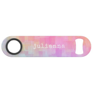Mooie Roze Pastel Abstracte Waterverf Gepersonalis Speed Flessenopener