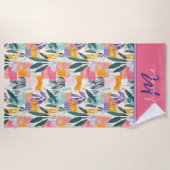 Mooie roze pastel fauvisme tuin potten strandlaken (Voorkant)