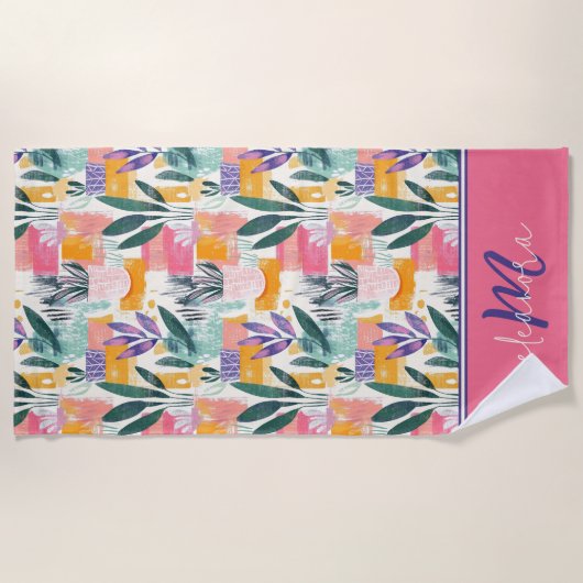 Mooie roze pastel fauvisme tuin potten strandlaken (Voorkant)