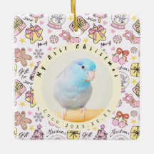 Mooie Roze Pastel Kerst Patroon Foto Op Maat