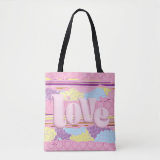 Mooie Roze Pastel Liefde Canvas Tassen Tas