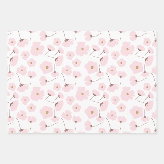 Mooie Roze Pastel Madeliefjes Bloemen Inpakpapier Vel (Voorkant 3)