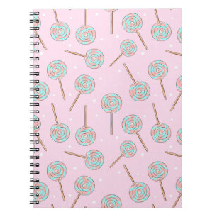 Mooie Roze Pastelkleurige Lolly Naadloos Patroon Notitieboek