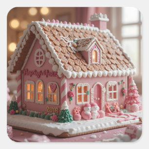 mooie roze peperkoek vierkante sticker